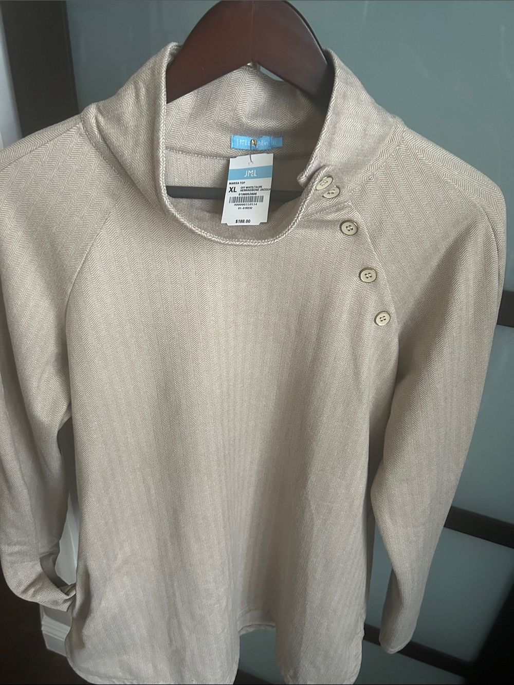 Women's Cream Button-Shoulder Knit Sweater
